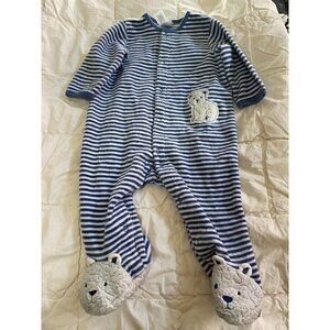 Little Me Baby Boys 6M Snap Front Teddy Bear Applique Footie One Piece Blue